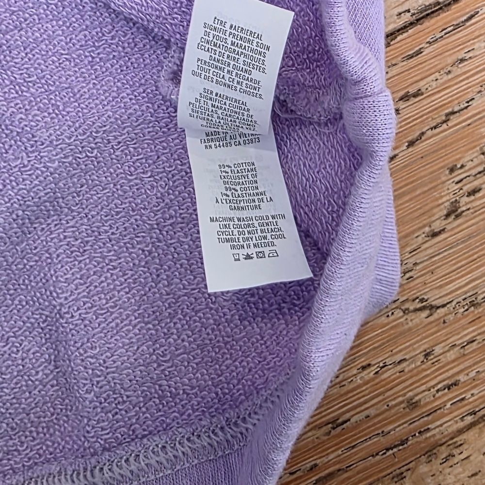 NWT Aerie Cotton Easy Street Lavender V-Neck Sweatshirt boho girly retro style - Picture 8 of 8